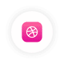 Icon for Dribbble - a popular platform whose icon is stylized like a basketball.